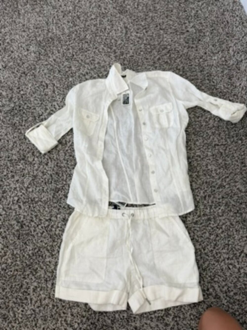 Saks Fifth Avenue BLUE White Linen Set | Size XS | NWT